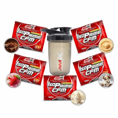 Pack monodosis Isoprime CFM 5 monodosis con shaker 300 ml Pack prueba proteína aislada Amix Isoprime CFM