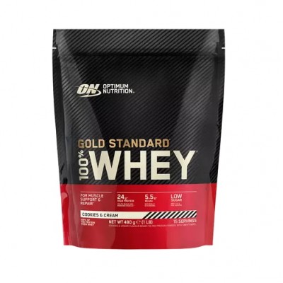 Gold Standard 100% Whey 450g - Bolsa hermética portable para llevar al gimnasio gold-standard-100-whey-protein-450g-optimum-nutrition-bolsa-hermetica-portable
