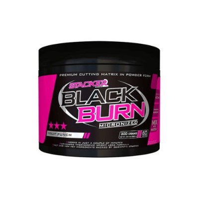 Black Burn Micronized 300gr Stacker cafeína polvo garcinia black-burn-micronized-300gr-stacker-limon-fruit-punch-naranja